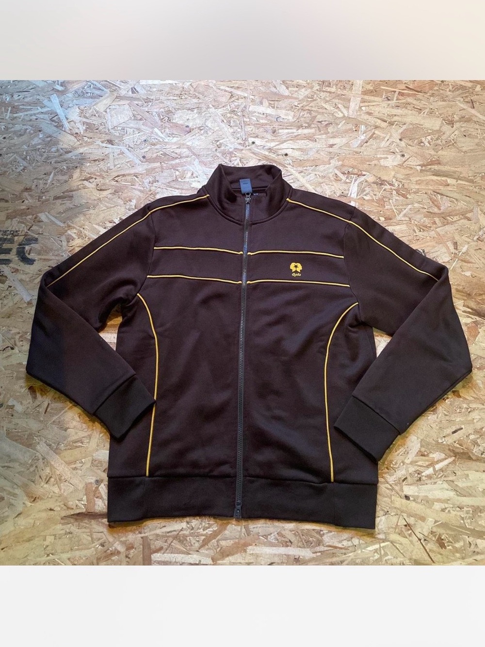 Men's Brown Djab Track Jacket with Yellow Accents